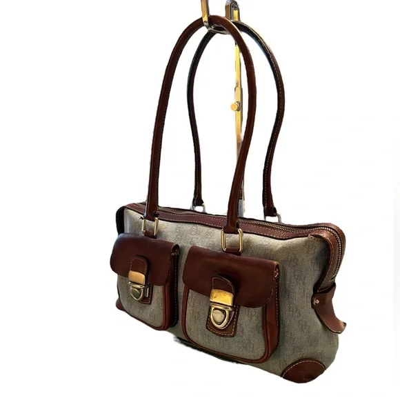 Dooney & Bourke Vintage Brown and Denim Shoulder Bag with Structured Design - Picture 5 of 16